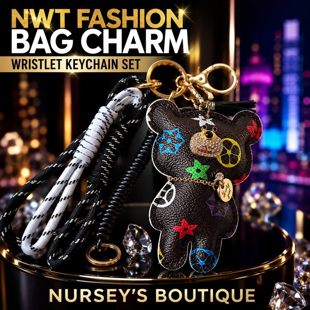NWT Brown Teddy Bear Bag Charm Wristlet Keychain Rope Lanyard Snail